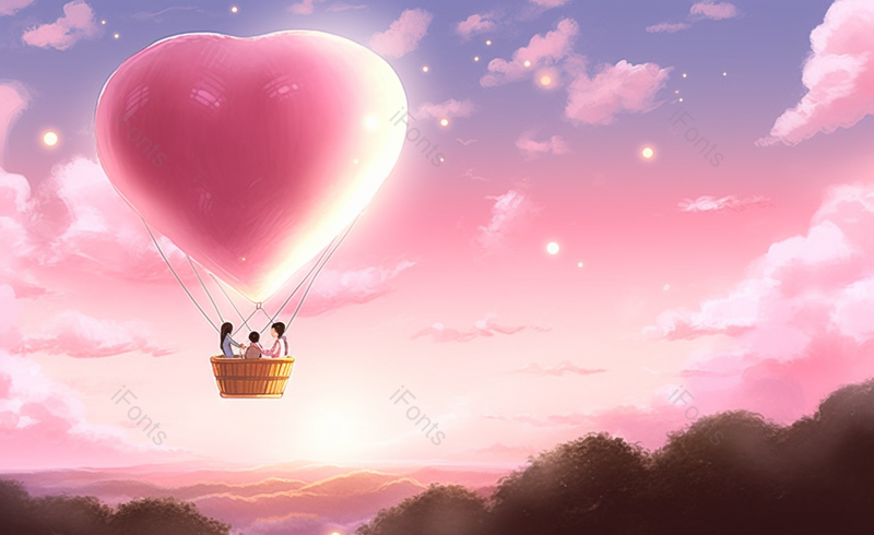 卡通手绘风一家三口热气球背景,插画/手绘图,插画/手绘图库,插画/手绘图下载,插画/手绘